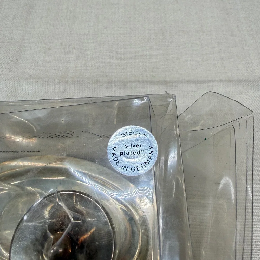 Vintage German Salz Pfeffer Salt Pepper Set Silver Plate Tray Cottage Kitchen